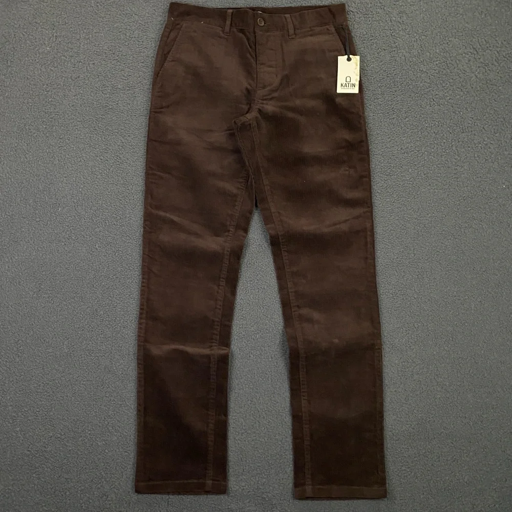 Katin Corey Corduroy Pant Mens 30x32 Slim Straight Chino Walnut Brown
